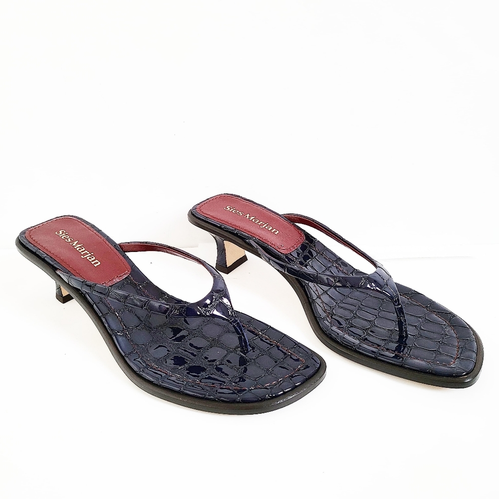 Sies Marjan Alix Navy Croc Thong Sandals